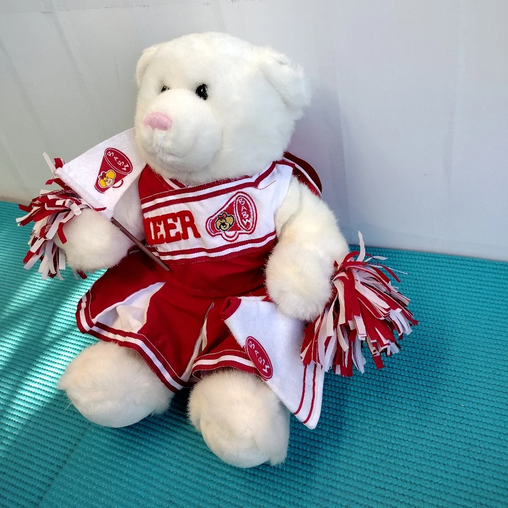 Build-A-Bear workshop Stuffed Polar Bear Wearing Red Cheerleader Outfit